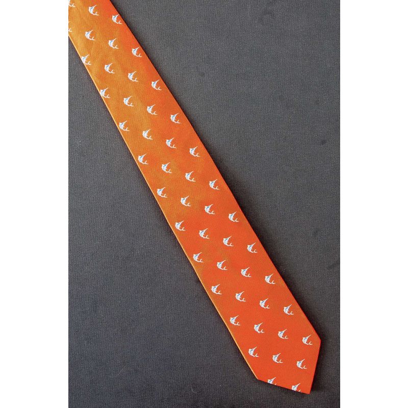 Marlin Allover - Skinny Orange Silk Necktie