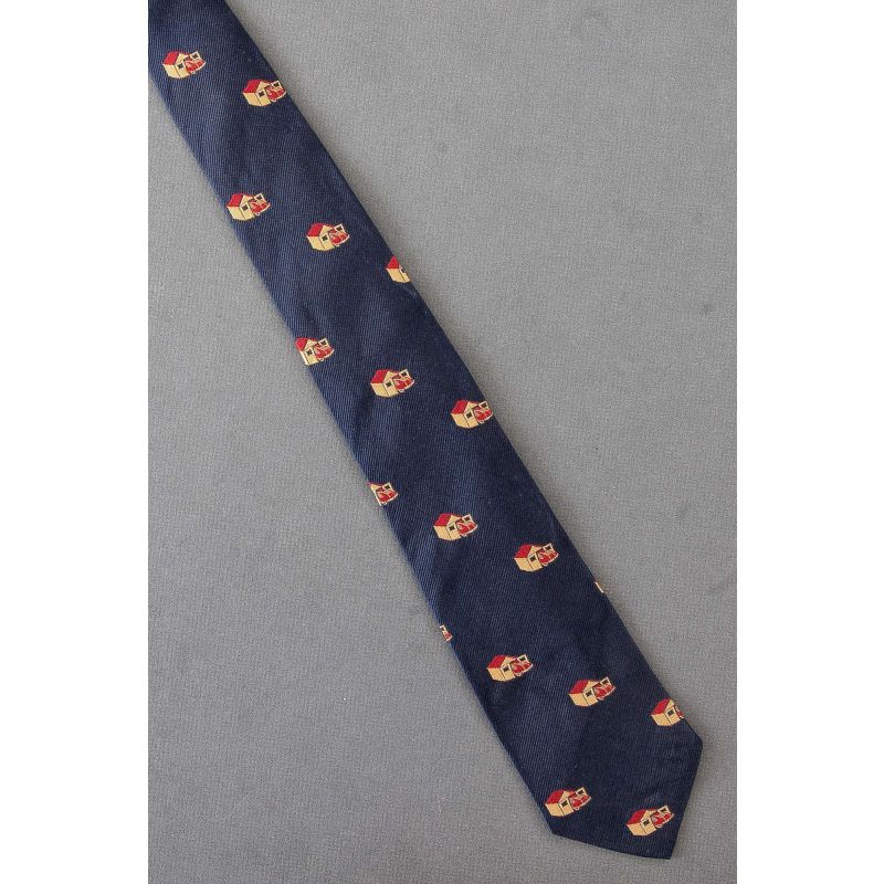 Vintage Car Enters A Garage - Navy Necktie