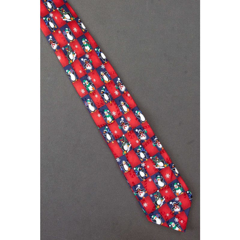 Penguins Have Fun For Christmas Holiday Tie