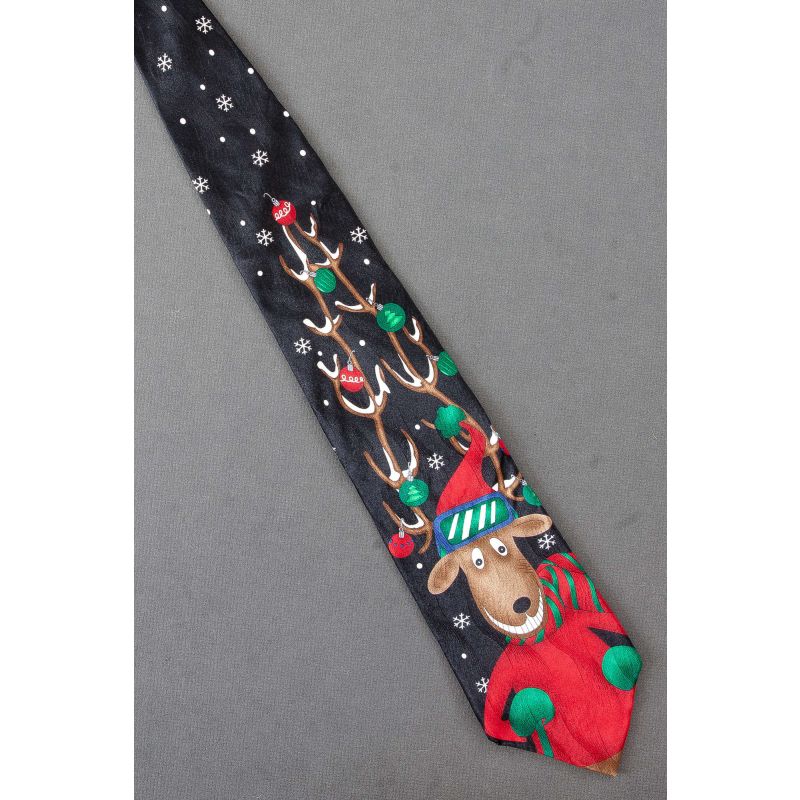 Ornaments Hang On Reindeer Antlers Necktie