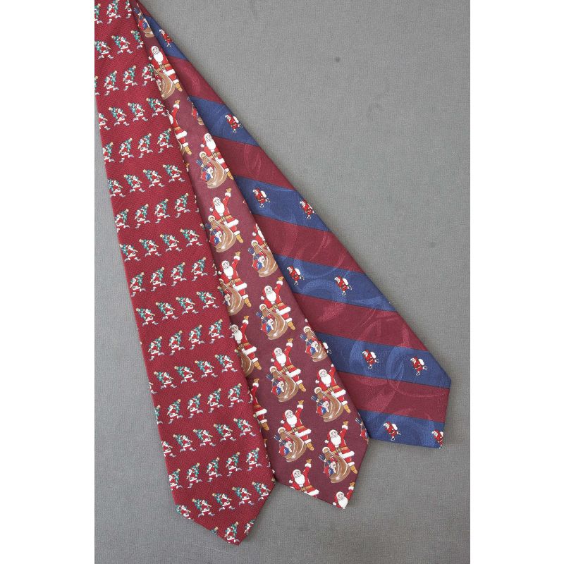 3 For $25 - Burgundy Red Santa Claus Neckties