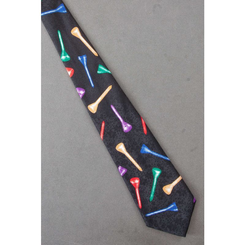 Colorful Golf Tees - Men's Black Golfing Tie