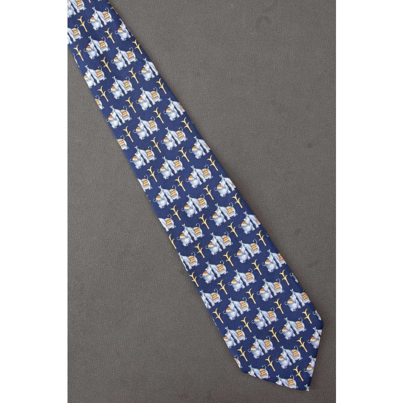 Two Elephants in Love - Blue Silk Necktie