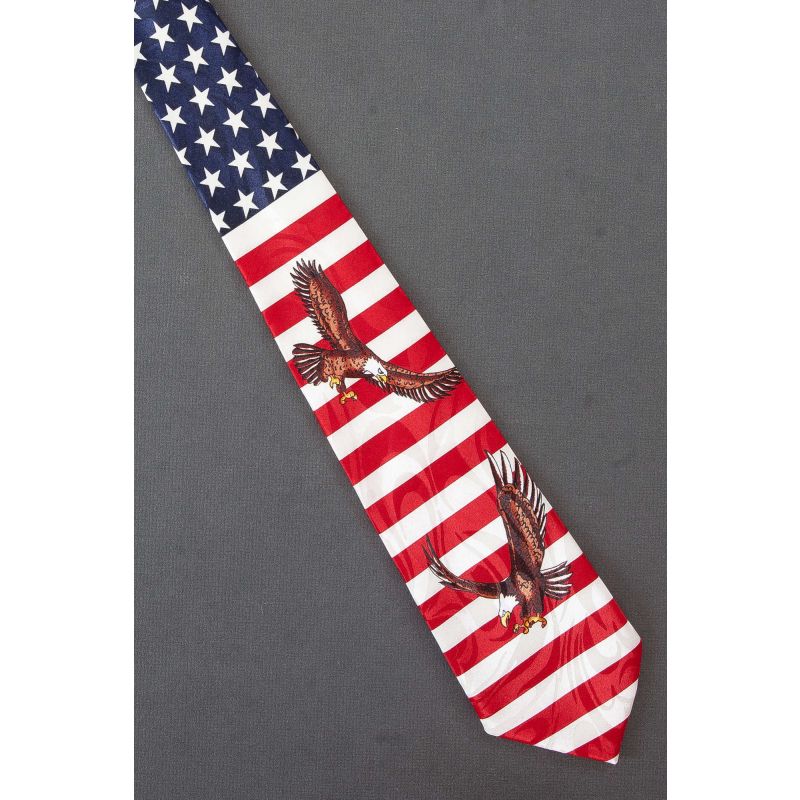 Two Eagles in Flight - American Flag Necktie