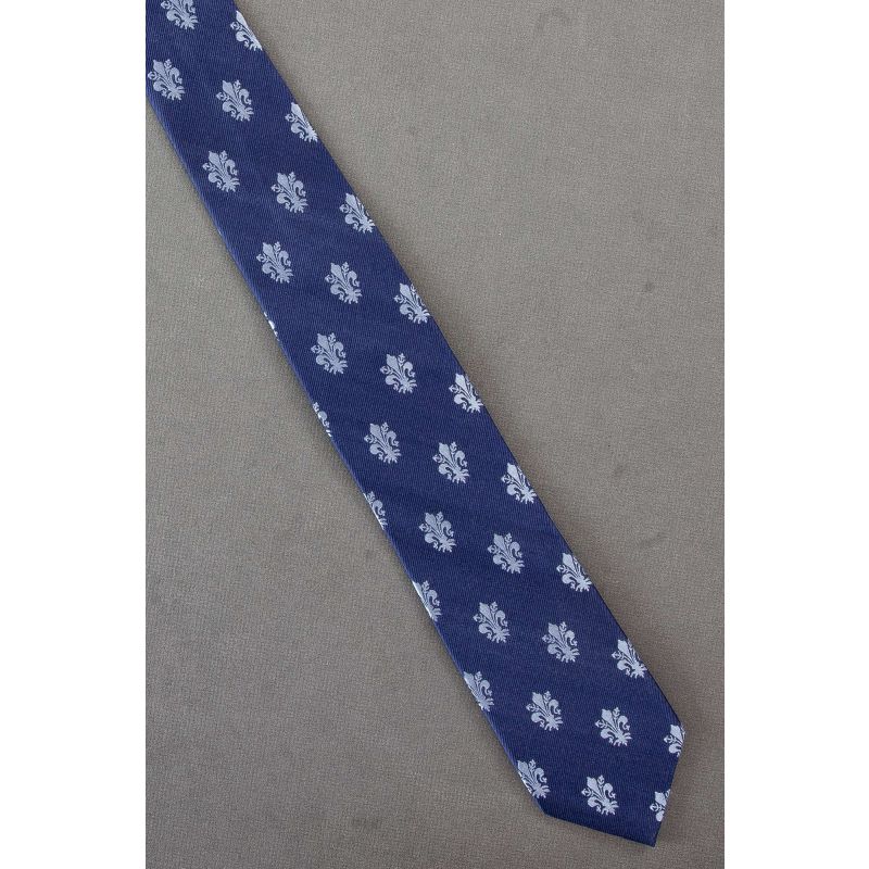 Stylized Fleur-de-Lis Allover - Blue Silk Necktie