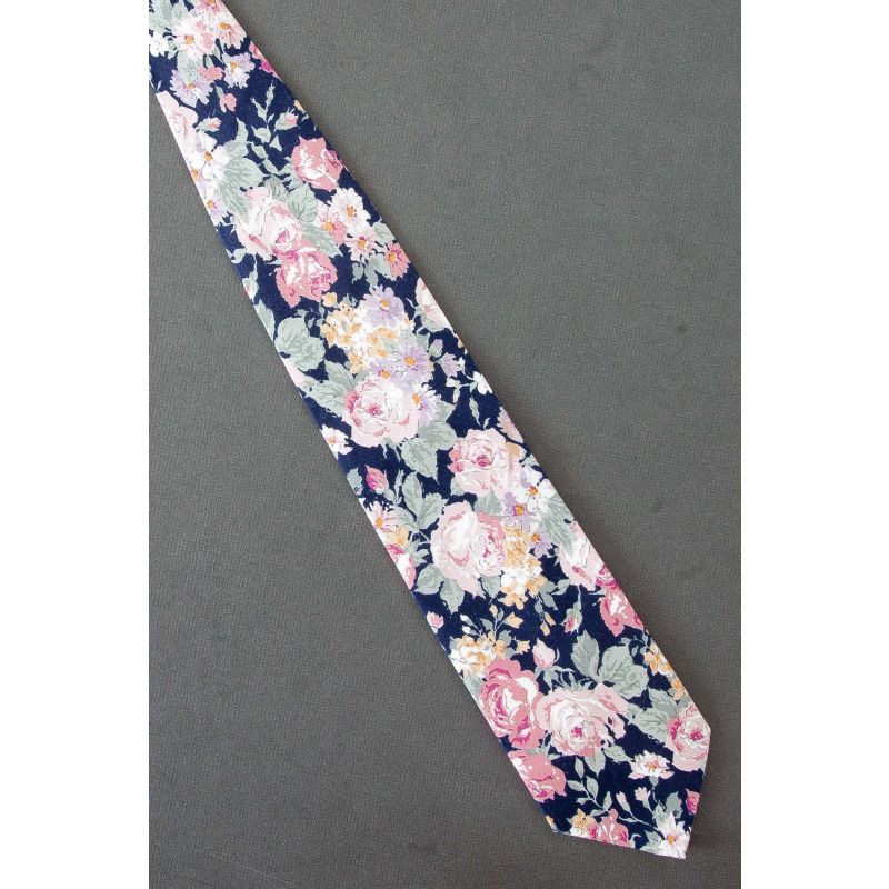 Pink Roses, Yellow & Purple Flowers Necktie