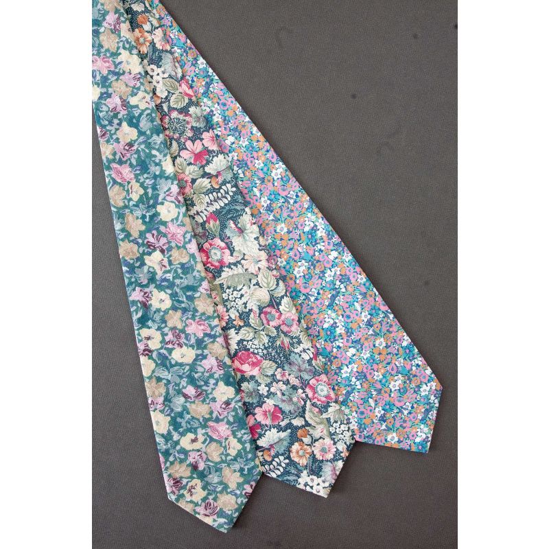 3 For $25 - Men's Green Cotton Floral Neckties