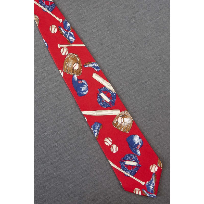 Baseball Equipment - Red Silk Van Heusen Tie