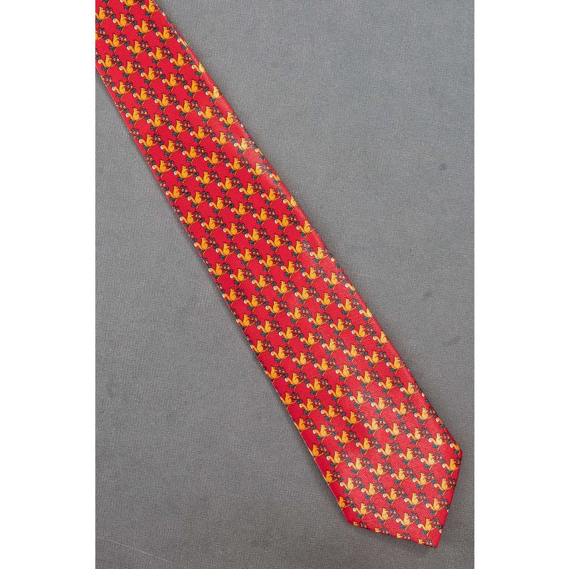 Squirrel On A Tree Branch - Red Necktie