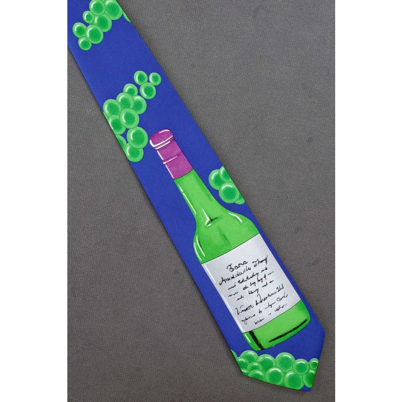 Green Grapes Around A Wine Bottle - Necktie