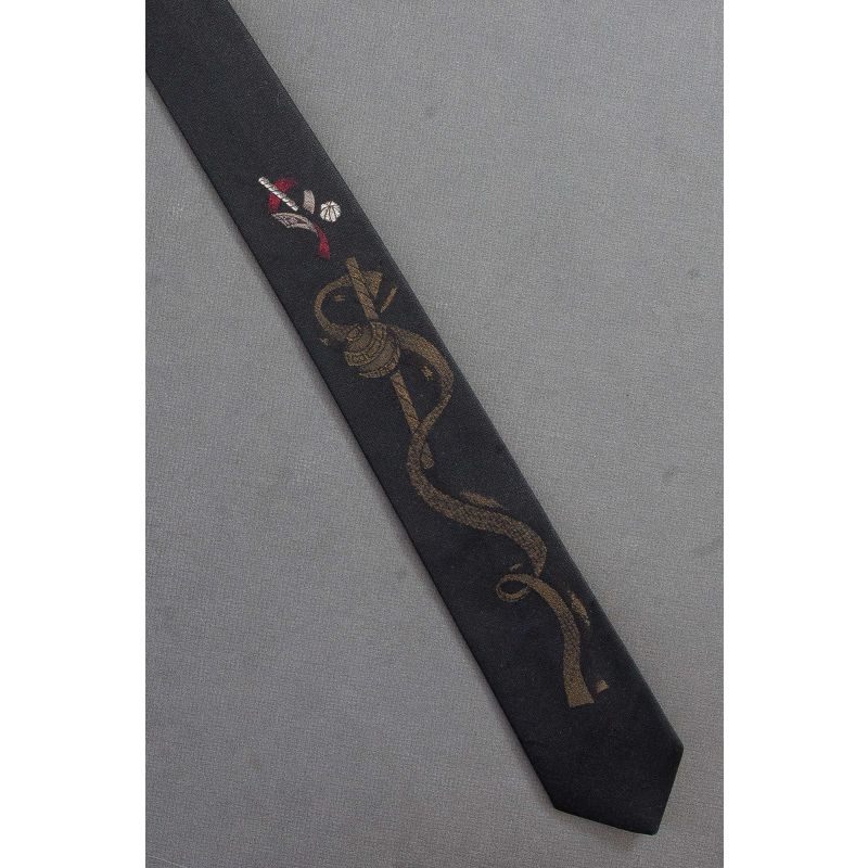 Gold Streamer on a 1980's Skinny Black Tie