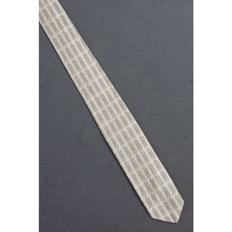 Greek Columns In Rows - 50's Skinny Silver Necktie