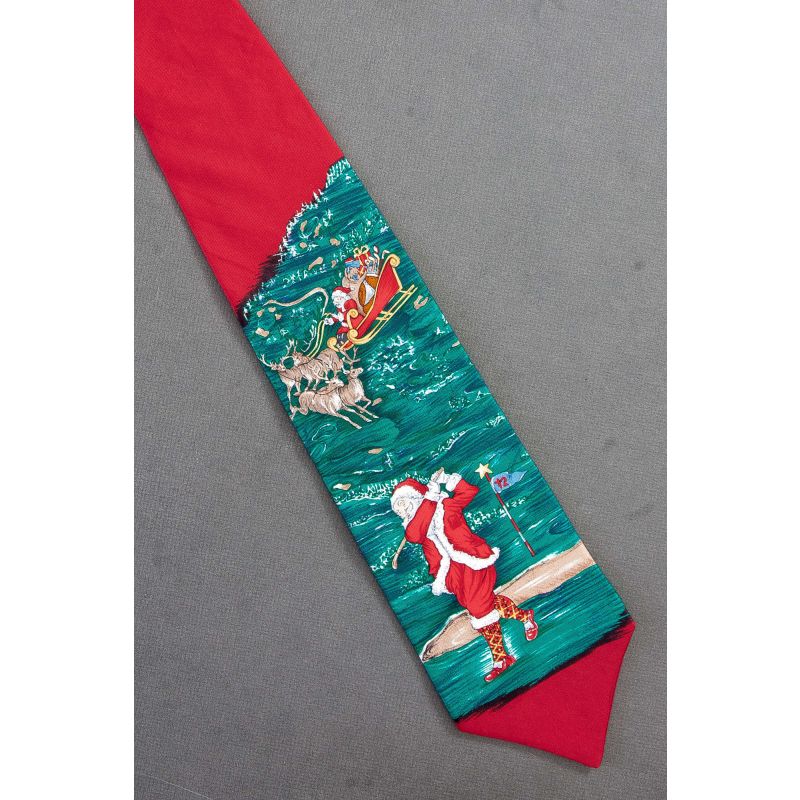 Santa Claus Golfs on the 12th Hole - Christmas Tie