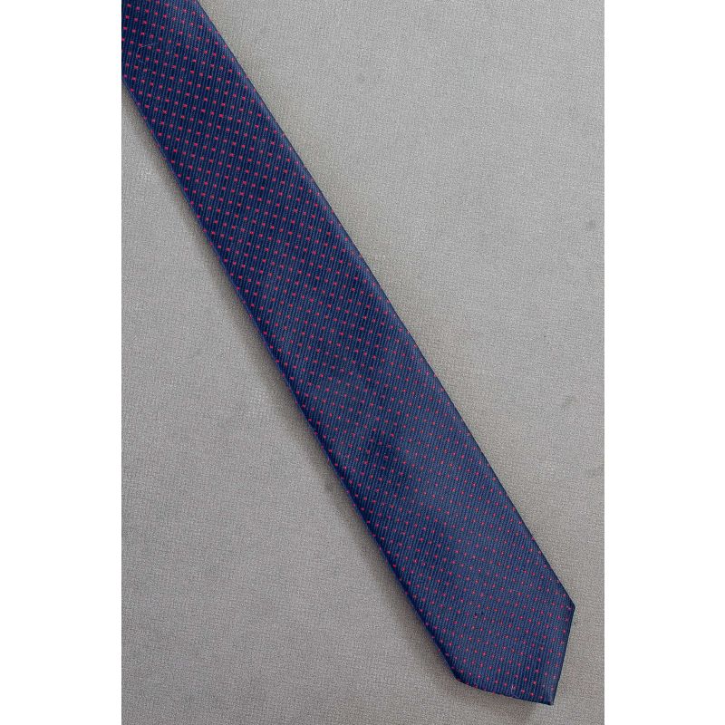 Navy & Red Pindot - 80's Narrow Vintage Necktie