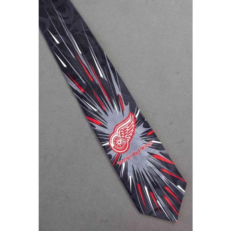 Detroit Red Wings V -Black NHL Hockey Tie