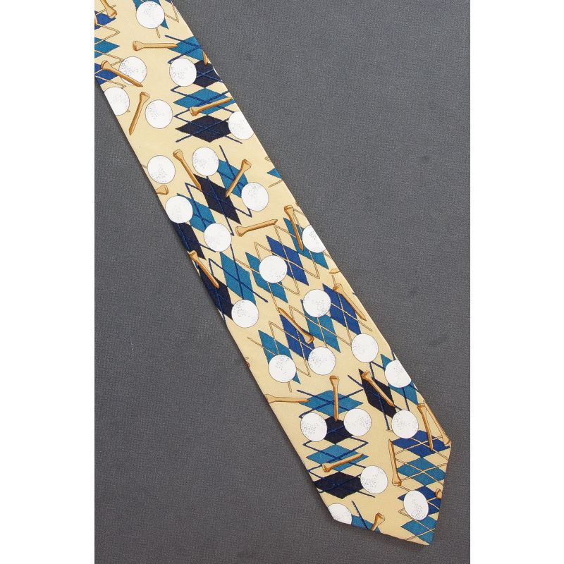 Tees & Golf Balls - Extra Long Yellow Silk Necktie