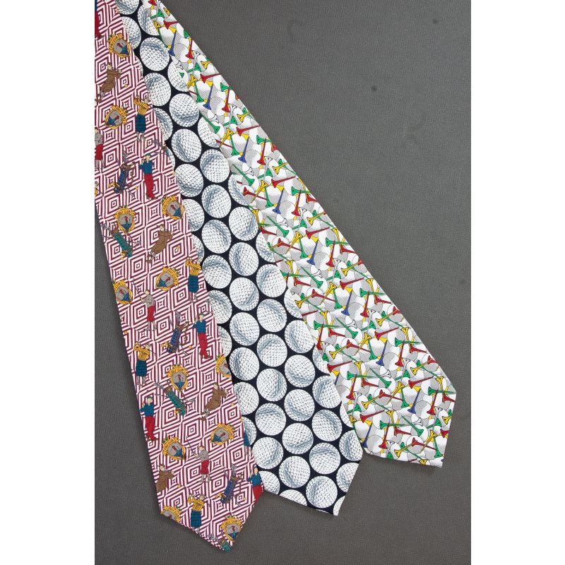 3 For $25 - White Golf & Golfer Themed Neckties