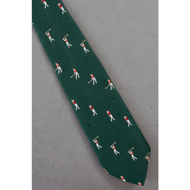 Three Golfer Stances - 1970's Green Necktie