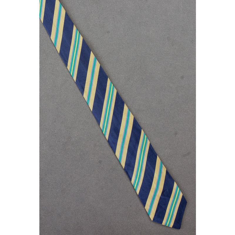 60's Navy, Green, Gold & Gray Skinny Striped Tie