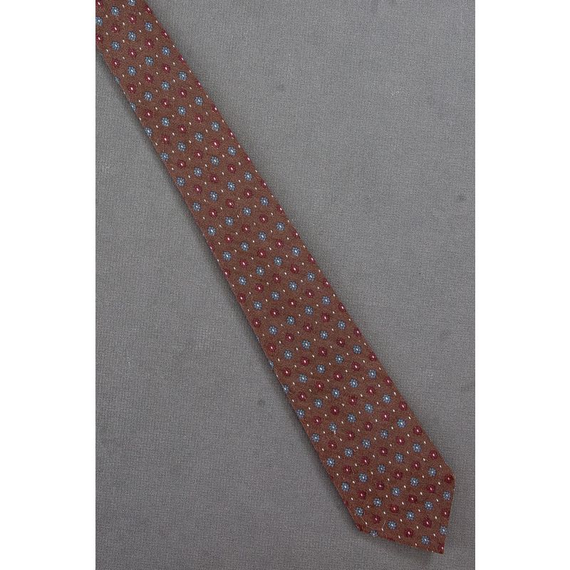 Brown, Red & Blue Geometry - 50's Thin Tie