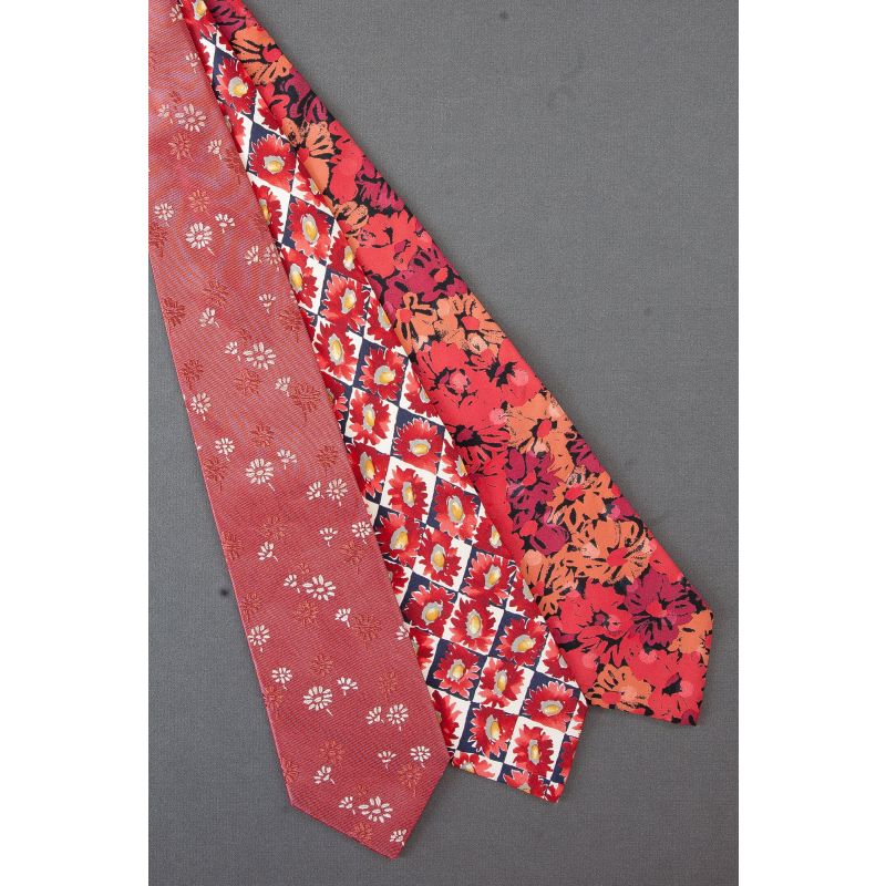 3 For $25 - Red & Orange - Earthy Floral Neckties