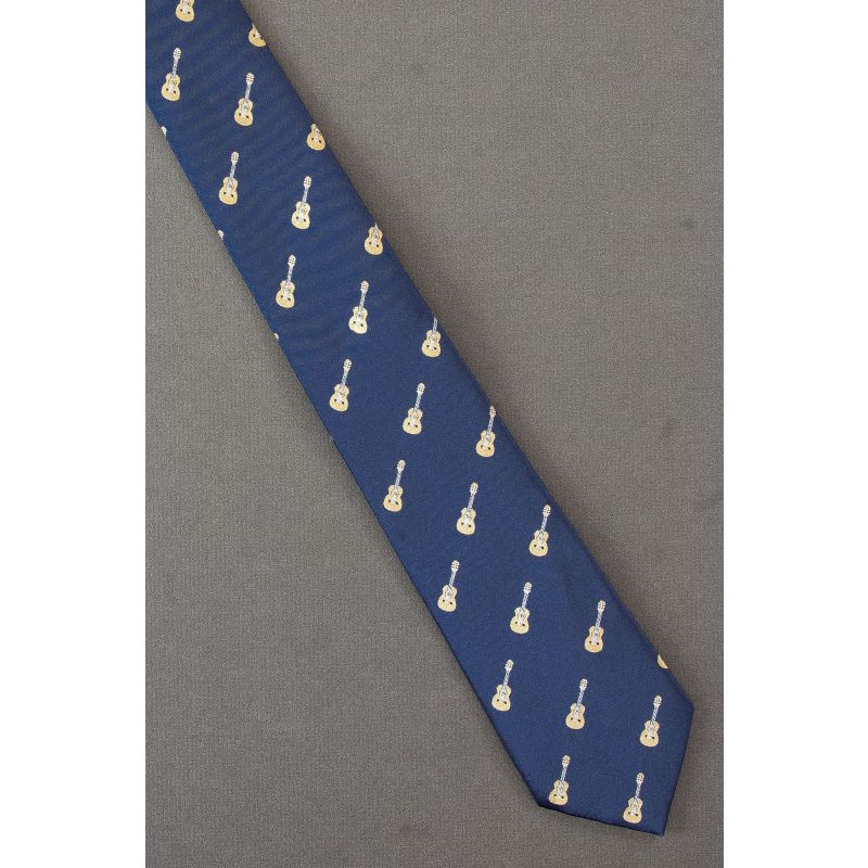 Guitar Allover - Silk Navy Barry Wang Necktie