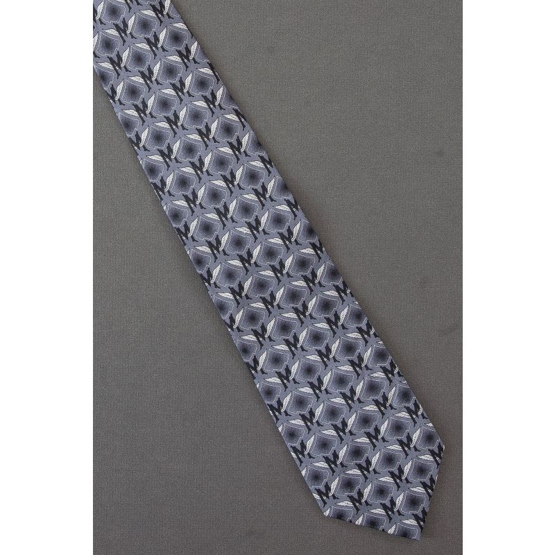 Flying Letter M - Gray Silk Initial Necktie