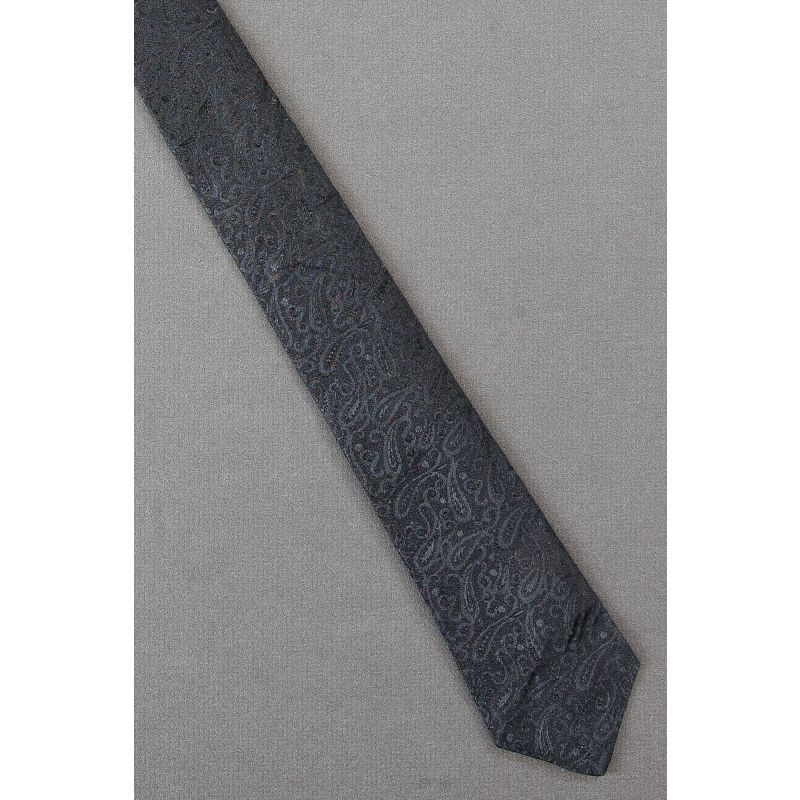 Paisleys Woven Into 80's Skinny Black Neck Tie