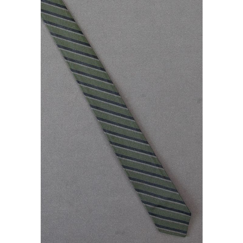 Green, Black & Gray Stripe - 60's Skinny Necktie