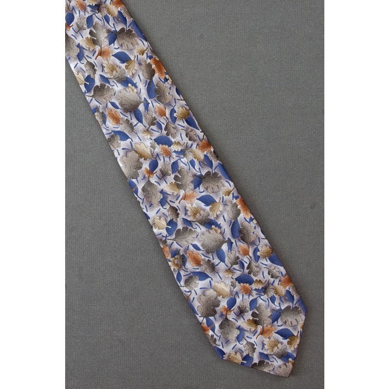 Green, Brown & Blue Leaves - Autumn Necktie