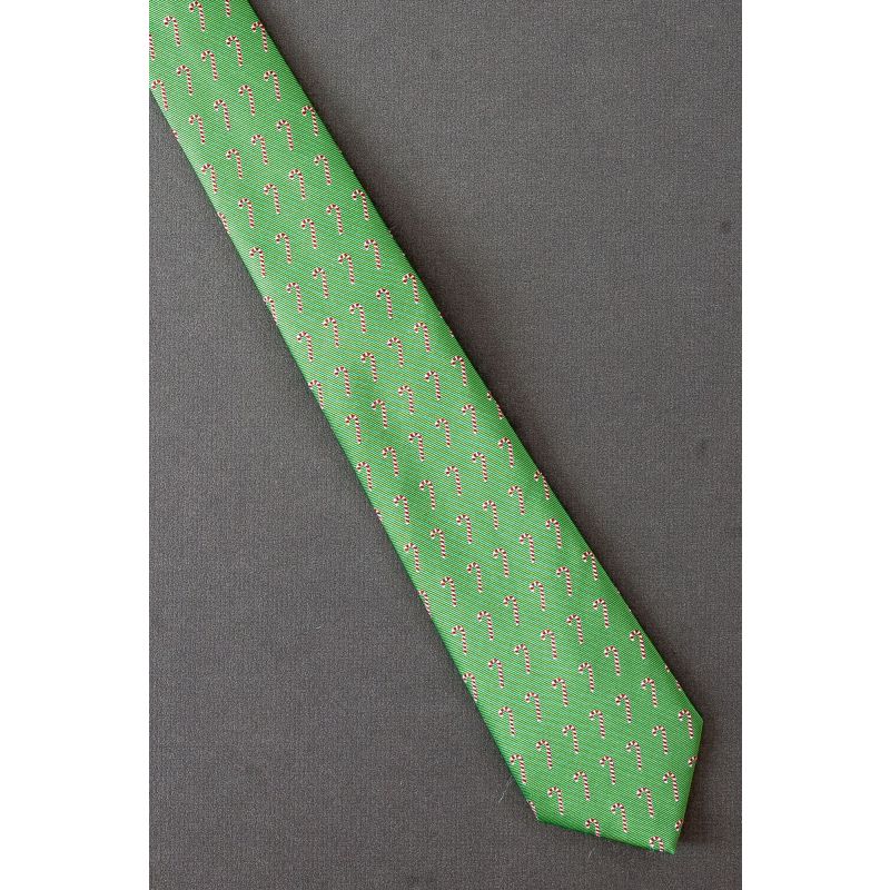 Candy Cane Rows - Green Christmas Necktie