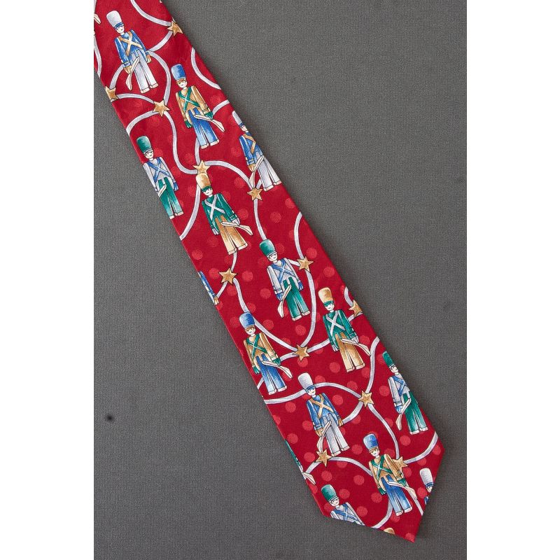 Toy Soldiers & Stars - Red Silk Christmas Tie