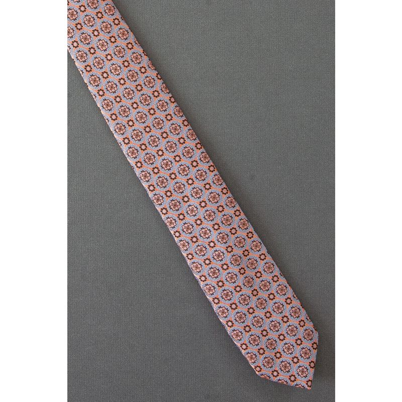 1980's Skinny Orange & Gray Geometric Necktie