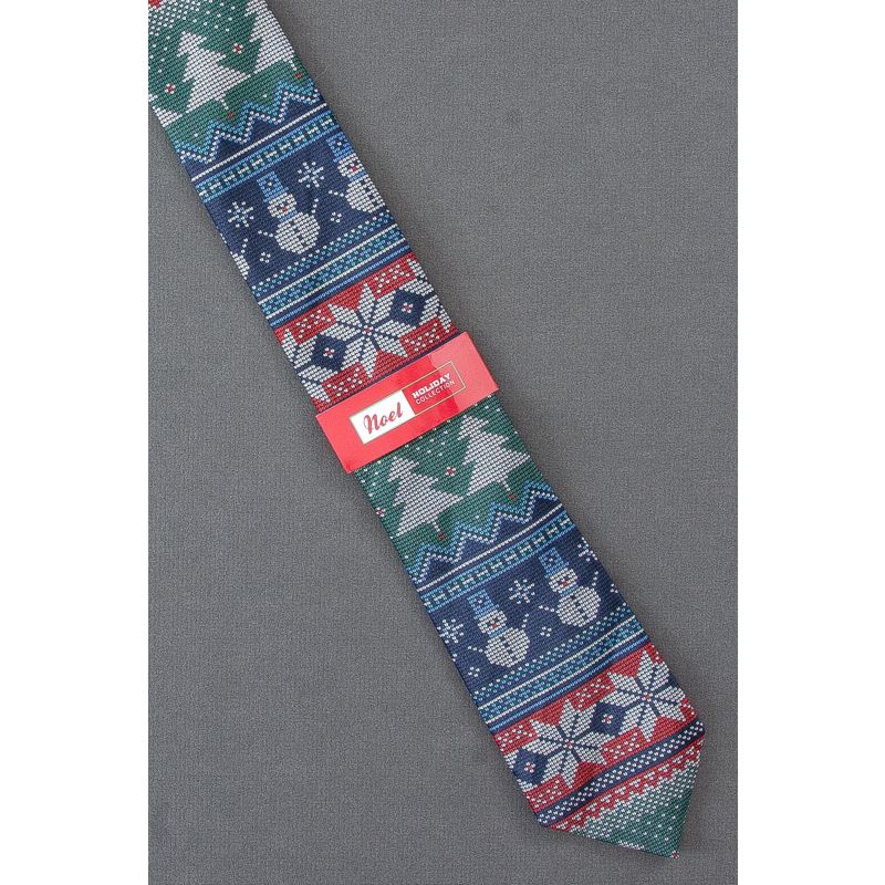 Look of Knitted Tree & Snowman - Christmas Tie