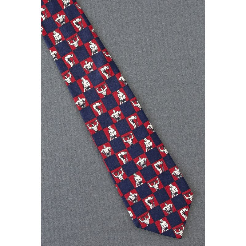 Bodybuilder - Red & Navy Silk Josh Bach Tie