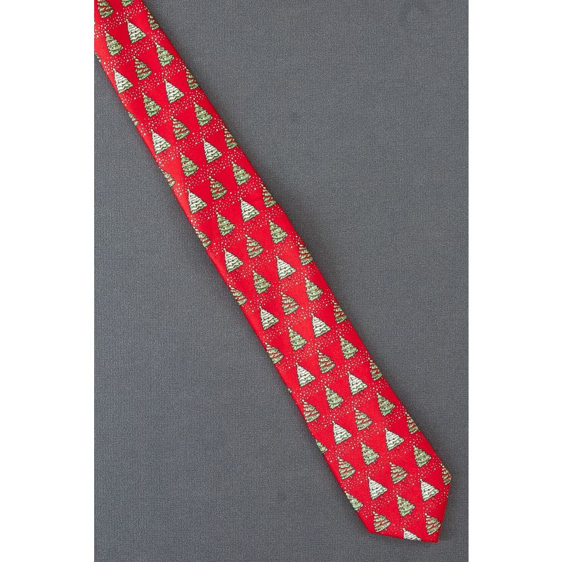 Rows of Christmas Trees - Skinny Red Necktie