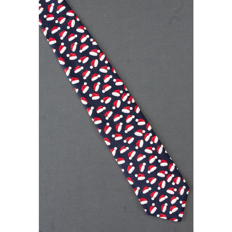Hats Off To Christmas! - Navy Silk Alynn Neckwear