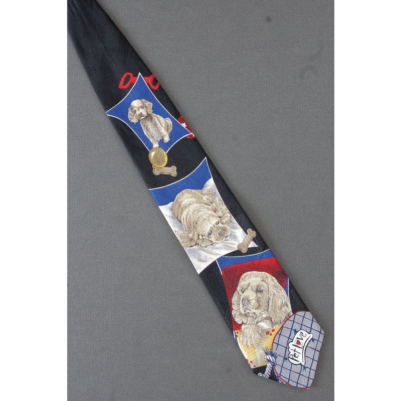 Puppy Dog Scenes - Black Pet Love Necktie