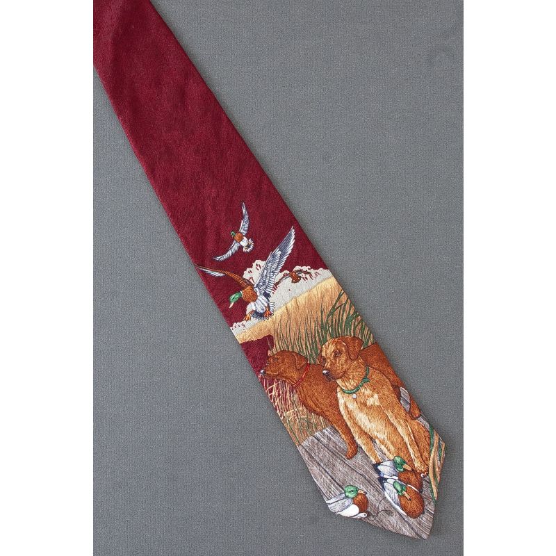 Golden Retriever Dogs Hunt Ducks - Silk Necktie