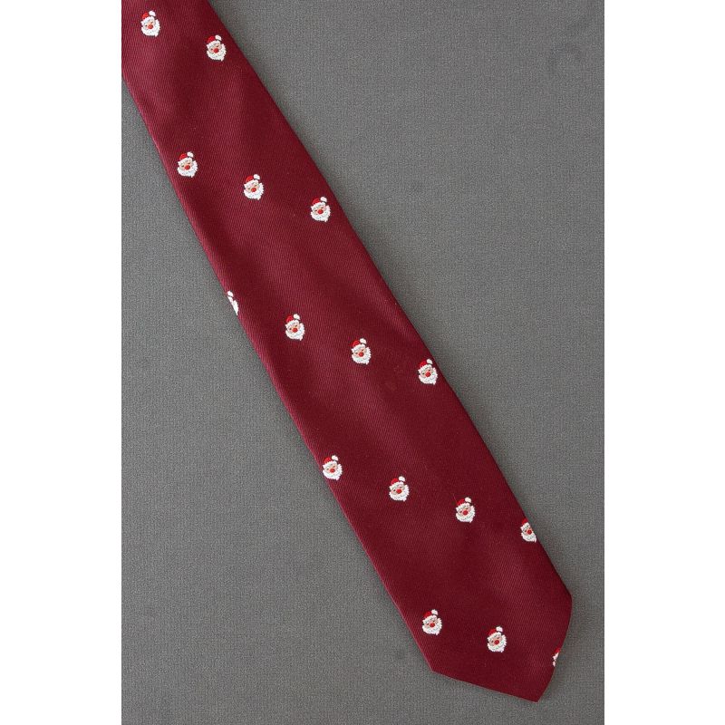 Portrait of Santa Claus - 70's Vintage Red Necktie