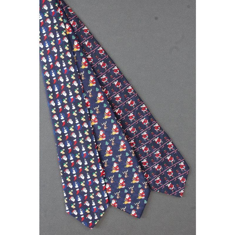3 For $25 - Santa Claus - Navy Cape Cod Neckwear