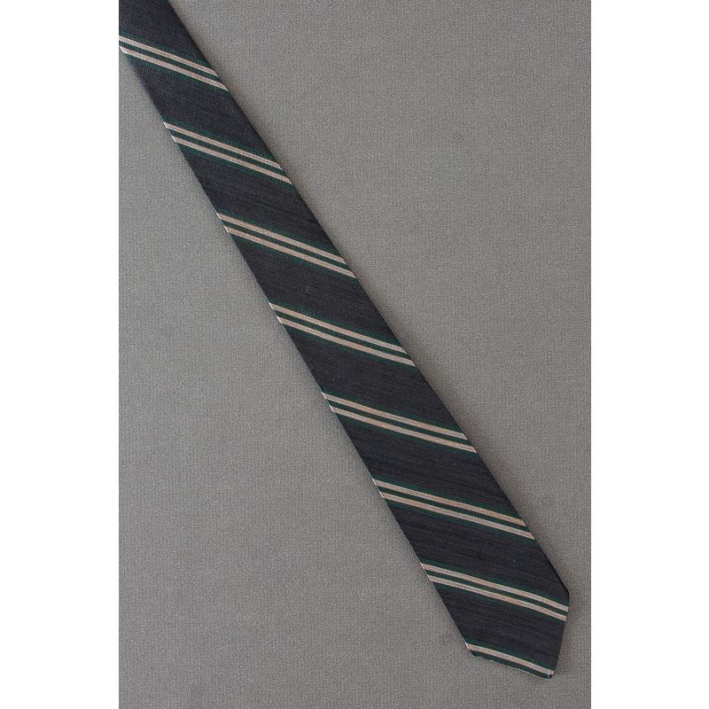 Black, Green & Beige Stripe - 1950's Skinny Tie