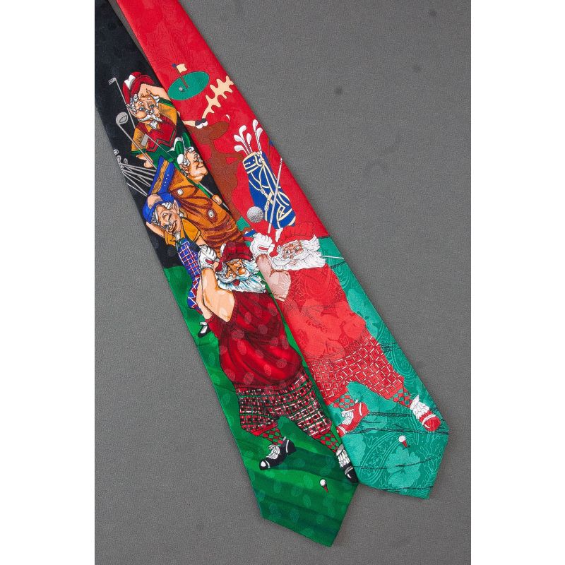 2 For $20 - Santa Claus Gone Golfing Neckties