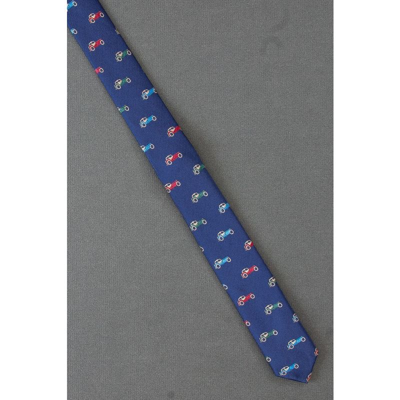 Vintage Automobiles - Skinny Navy Necktie