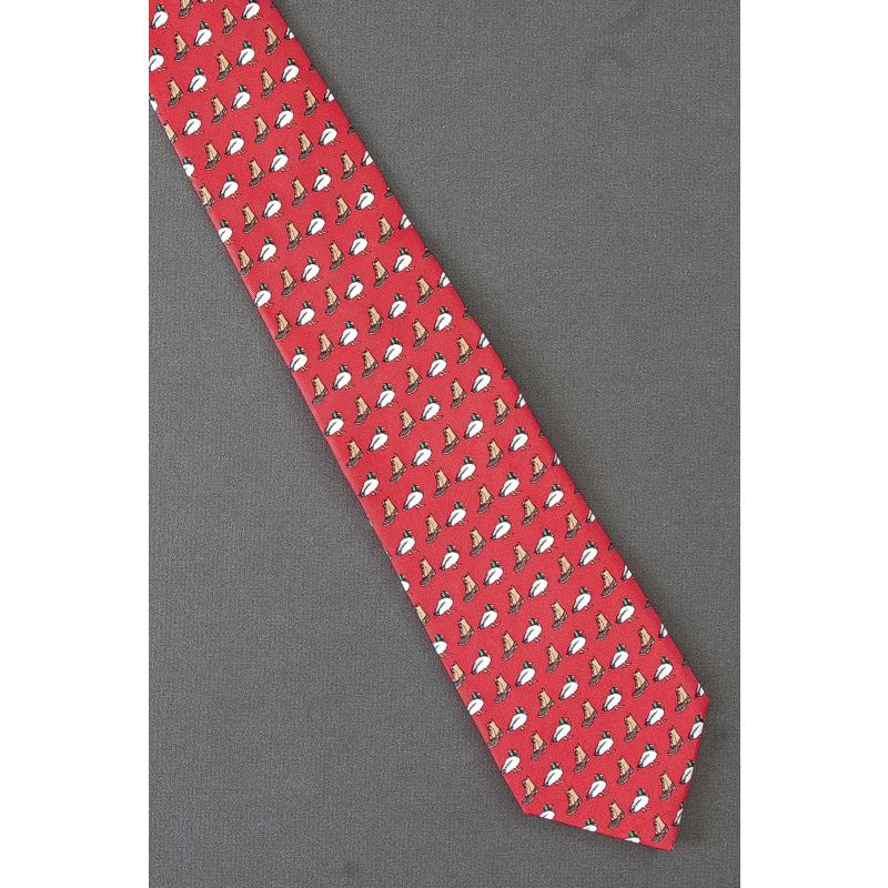 Ducks & Duck Boots - Fun Red Silk Necktie
