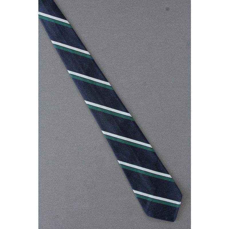 Navy, Green & Gray Stripe - 80's Skinny Tie