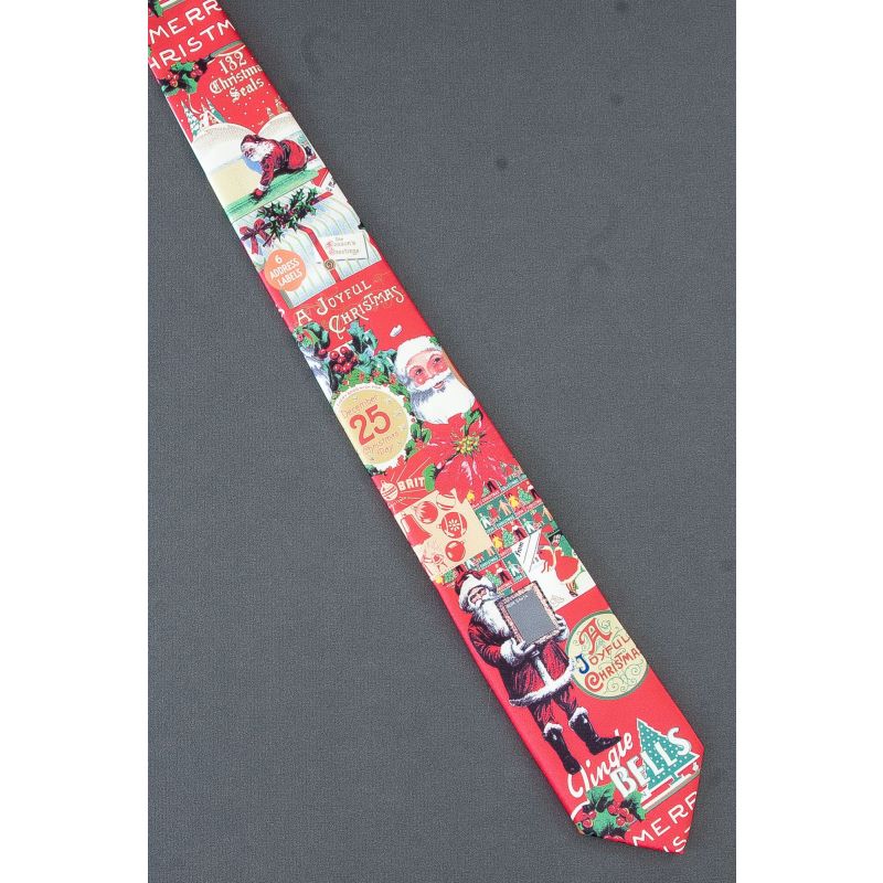 Santa Claus Salutations - Slim Red Christmas Tie