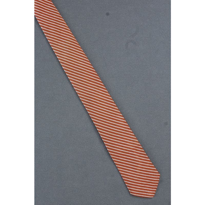 1980's Skinny Silk - Men's Brown Striped Tie