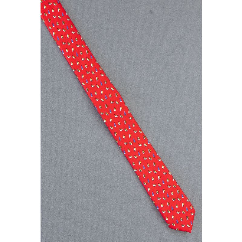Navy & Gold Sailboats - Skinny Red Neck Tie
