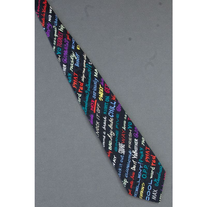 Slang Expressions - Black Silk Nicole Miller Necktie